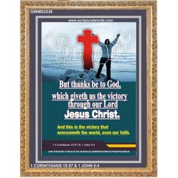 VICTORY THROUGH OUR LORD JESUS CHRIST   Encouraging Bible Verses Framed   (GWMS3238)   "28x34"