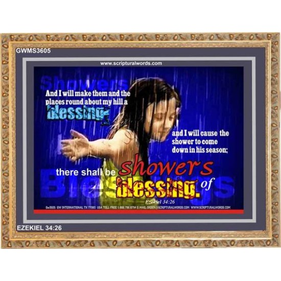 SHOWERS OF BLESSING   Frame Scripture Dcor   (GWMS3605)   