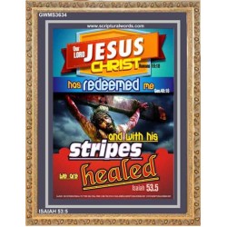 WITH HIS STRIPES   Bible Verses Wall Art Acrylic Glass Frame   (GWMS3634)   "28x34"