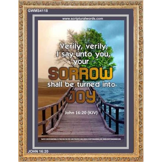YOUR SORROW SHALL BE TURNED INTO JOY   Christian Paintings Acrylic Glass Frame   (GWMS4118)   