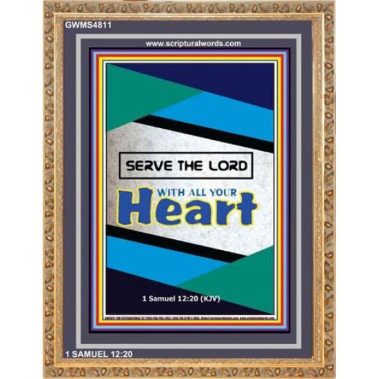 WITH ALL YOUR HEART   Large Frame Scripture Wall Art   (GWMS4811)   