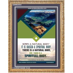 THERE IS A SPIRITUAL BODY   Inspirational Wall Art Wooden Frame   (GWMS4943)   