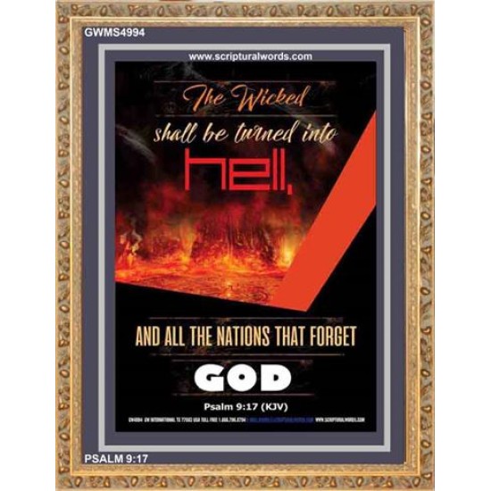 THE WICKED SHALL BE TURNED INTO HELL   Large Frame Scripture Wall Art   (GWMS4994)   