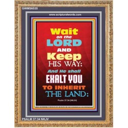 WAIT ON THE LORD   Bible Verses Wall Art Acrylic Glass Frame   (GWMS6535)   "28x34"