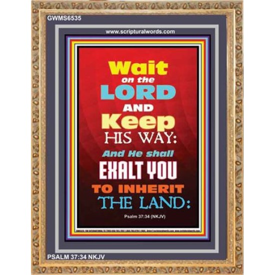 WAIT ON THE LORD   Bible Verses Wall Art Acrylic Glass Frame   (GWMS6535)   