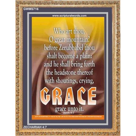 WHO ART THOU O GREAT MOUNTAIN   Bible Verse Frame Online   (GWMS716)   