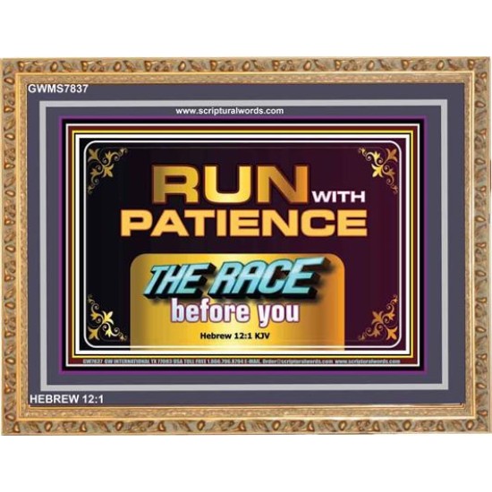RUN WITH PATIENCE   Contemporary Christian Wall Art   (GWMS7837)   