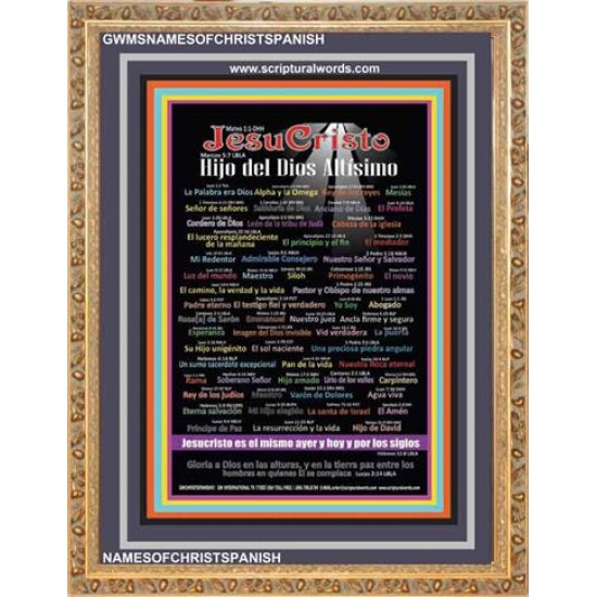 NOMBRES DE JESUCRISTO CON VERSÍCULOS DE LA BIBLIA EN ESPAÑOL {NAMES OF JESUS CHRIST WITH BIBLE VERSES} Arte de pared de las Escrituras (GWMSNAMESOFCHRISTSPANISH) 