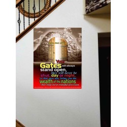 YOUR GATES WILL ALWAYS STAND OPEN   Large Frame Scripture Wall Art   (GWOVERCOMER1684)   "44X62"
