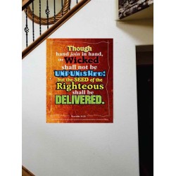 THE RIGHTEOUS SHALL BE DELIVERED   Modern Christian Wall Dcor Frame   (GWOVERCOMER3065)   