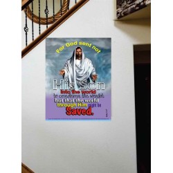THE WORLD THROUGH HIM MIGHT BE SAVED   Bible Verse Frame Online   (GWOVERCOMER3195)   