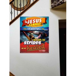 WITH HIS STRIPES   Bible Verses Wall Art Acrylic Glass Frame   (GWOVERCOMER3634)   "44X62"