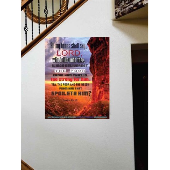 WHO IS LIKE UNTO THEE   Biblical Art Acrylic Glass Frame   (GWOVERCOMER4500)   