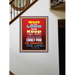 WAIT ON THE LORD   Bible Verses Wall Art Acrylic Glass Frame   (GWOVERCOMER6535)   "44X62"