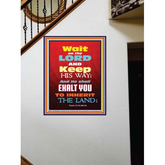 WAIT ON THE LORD   Bible Verses Wall Art Acrylic Glass Frame   (GWOVERCOMER6535)   