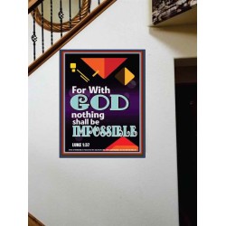 WITH GOD NOTHING SHALL BE IMPOSSIBLE   Frame Bible Verse   (GWOVERCOMER7564)   "44X62"