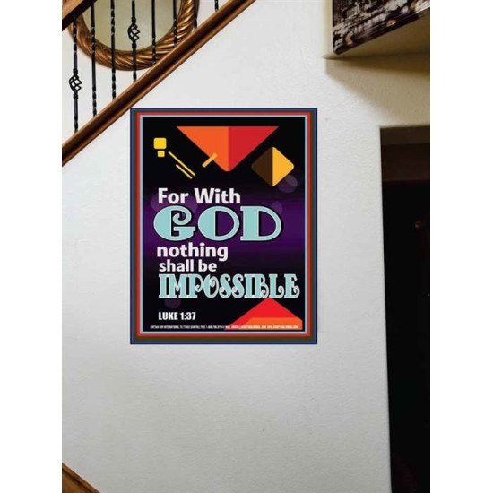WITH GOD NOTHING SHALL BE IMPOSSIBLE   Frame Bible Verse   (GWOVERCOMER7564)   