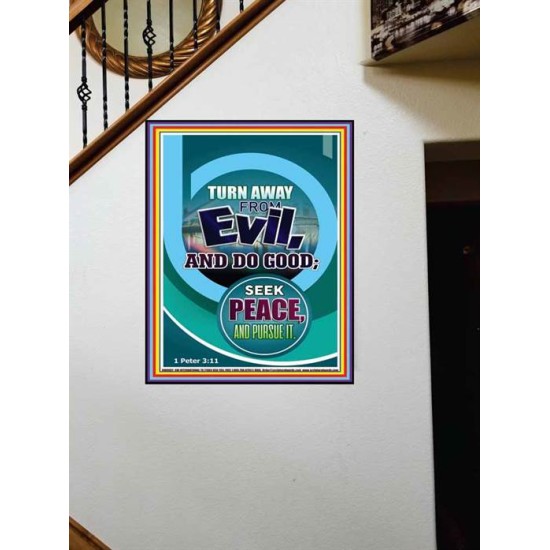 TURN AWAY FROM EVIL   Encouraging Bible Verses Framed   (GWOVERCOMER8082)   