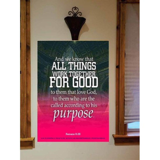 ALL THINGS WORK FOR GOOD TO THEM THAT LOVE GOD   Acrylic Glass framed scripture art   (GWOVERCOMER1036)   