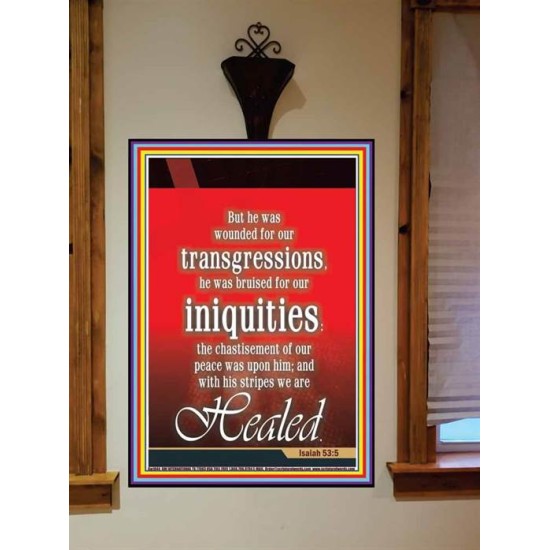 WOUNDED FOR OUR TRANSGRESSIONS   Acrylic Glass Framed Bible Verse   (GWOVERCOMER1044)   