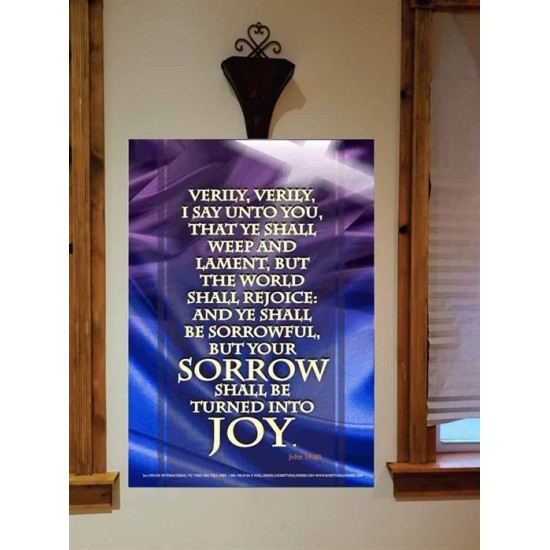 YOUR SORROW SHALL BE TURNED INTO JOY   Framed Scripture Art   (GWOVERCOMER1309)   