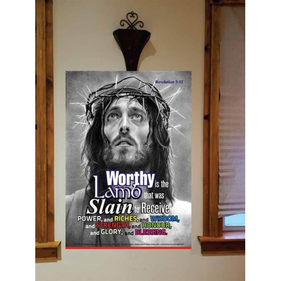 WORTHY IS THE LAMB   Religious Art Acrylic Glass Frame   (GWOVERCOMER3105)   