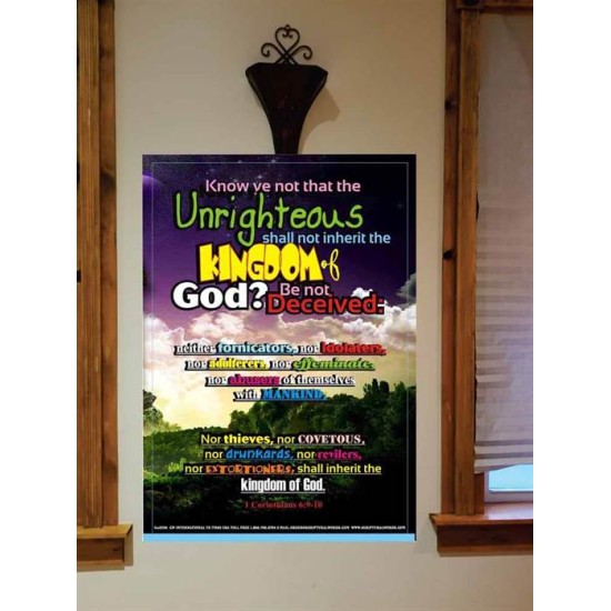 UNRIGHTEOUS SHALL NOT INHERIT THE KINGDOM   Large Framed Scripture Wall Art   (GWOVERCOMER3204)   