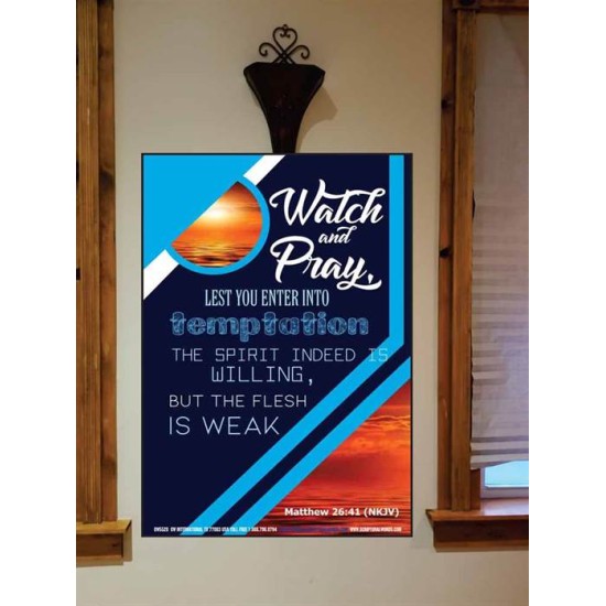 WATCH AND PRAY   Contemporary Christian Poster   (GWOVERCOMER5528)   