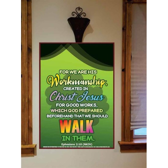 WE ARE HIS WORKMANSHIP   Acrylic Glass framed scripture art   (GWOVERCOMER6880)   