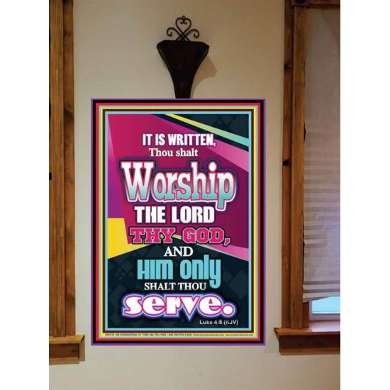 WORSHIP THE LORD THY GOD   Frame Scripture Dcor   (GWOVERCOMER7270)   