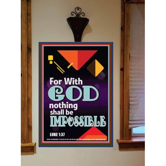 WITH GOD NOTHING SHALL BE IMPOSSIBLE   Frame Bible Verse   (GWOVERCOMER7564)   