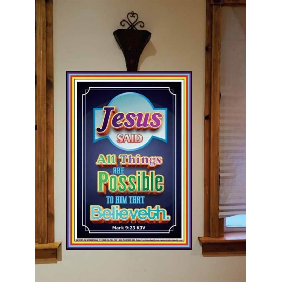 ALL THINGS ARE POSSIBLE   Bible Verses Wall Art Acrylic Glass Frame   (GWOVERCOMER7932)   