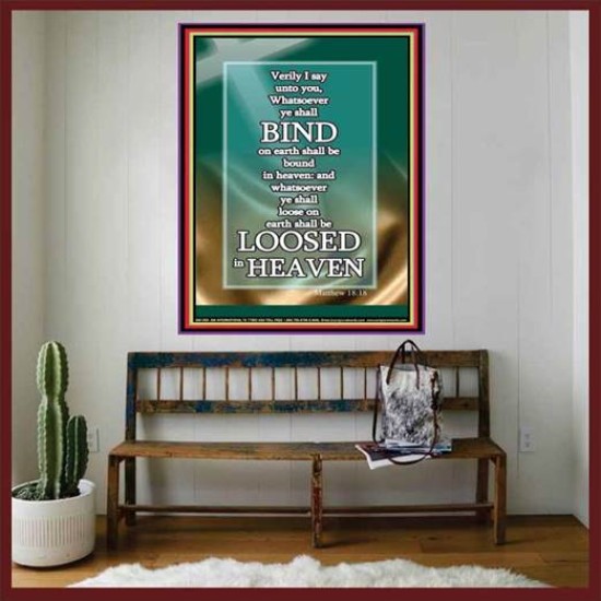 AUTHORITY TO BIND ON EARTH AND IN THE HEAVEN   Framed Restroom Wall Decoration   (GWOVERCOMER1094)   
