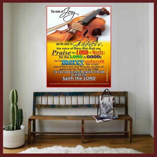 THE VOICE OF JOY   Scripture Wooden Framed Signs   (GWOVERCOMER3017)   