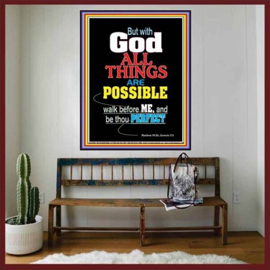 WALK BEFORE ME   Bible Verses Framed Art Prints   (GWOVERCOMER3206B)   