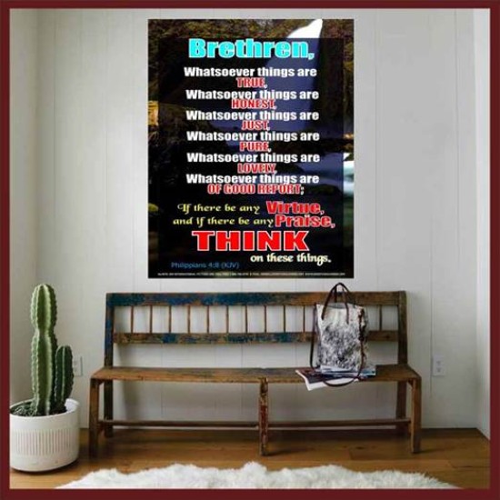 WHATSOEVER THINGS ARE TRUE   Scripture Wood Framed Signs   (GWOVERCOMER3878)   