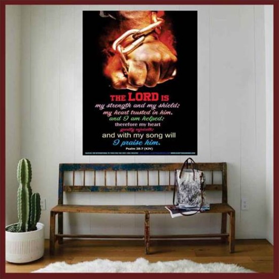 WITH MY SONG WILL I PRAISE HIM   Framed Sitting Room Wall Decoration   (GWOVERCOMER4538)   