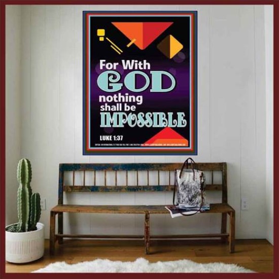 WITH GOD NOTHING SHALL BE IMPOSSIBLE   Frame Bible Verse   (GWOVERCOMER7564)   