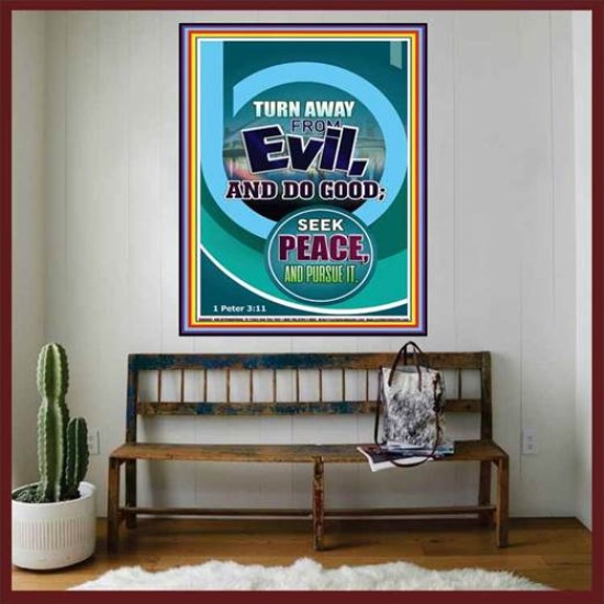 TURN AWAY FROM EVIL   Encouraging Bible Verses Framed   (GWOVERCOMER8082)   