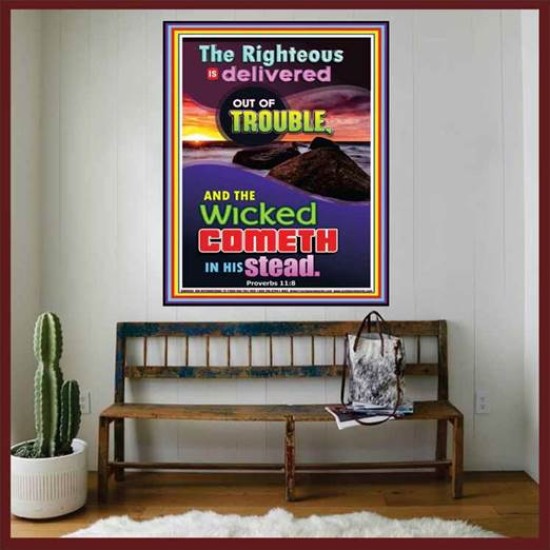 THE RIGHTEOUS IS DELIVERED   Encouraging Bible Verse Frame   (GWOVERCOMER8085)   