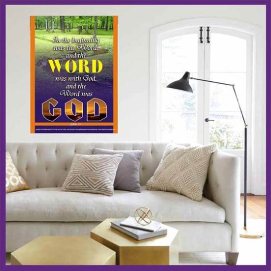 THE WORD WAS GOD   Inspirational Wall Art Wooden Frame   (GWOVERCOMER252)   