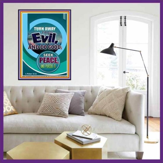 TURN AWAY FROM EVIL   Encouraging Bible Verses Framed   (GWOVERCOMER8082)   