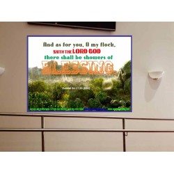 SHOWERS OF BLESSING   Unique Bible Verse Frame   (GWOVERCOMER4404)   