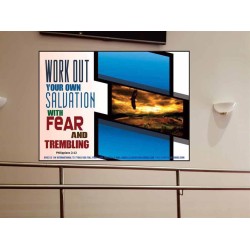 WORK OUT YOUR SALVATION   Biblical Art Acrylic Glass Frame   (GWOVERCOMER5312)   "62x44"