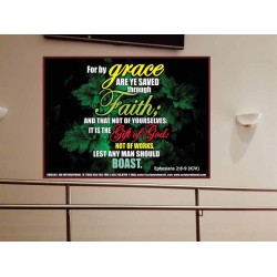 SAVED THROUGH FAITH   Christian Frame Art   (GWOVERCOMER6583)   