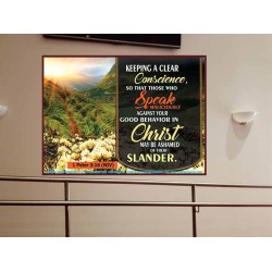 A CLEAR CONSCIENCE   Scripture Frame Signs   (GWOVERCOMER6734)   "62x44"