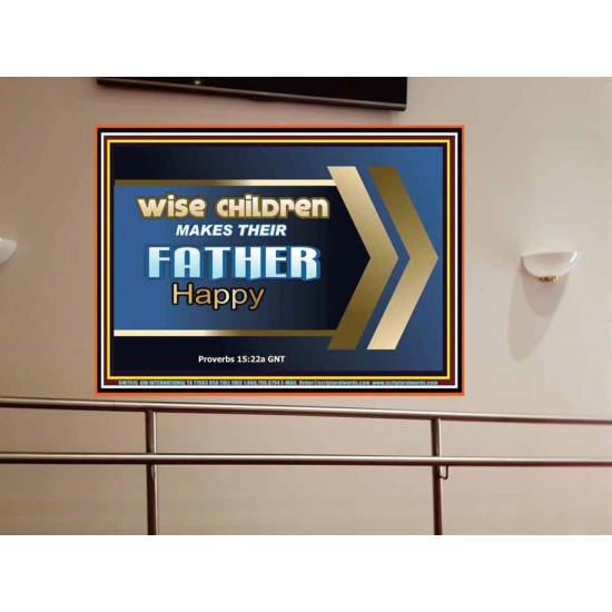 WISE CHILDREN MAKES THEIR FATHER HAPPY   Wall & Art Dcor   (GWOVERCOMER7515)   