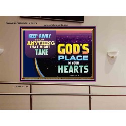 WHAT IS GOD'S PLACE IN YOUR HEART   Large Framed Scripture Wall Art   (GWOVERCOMER9379)   "62x44"