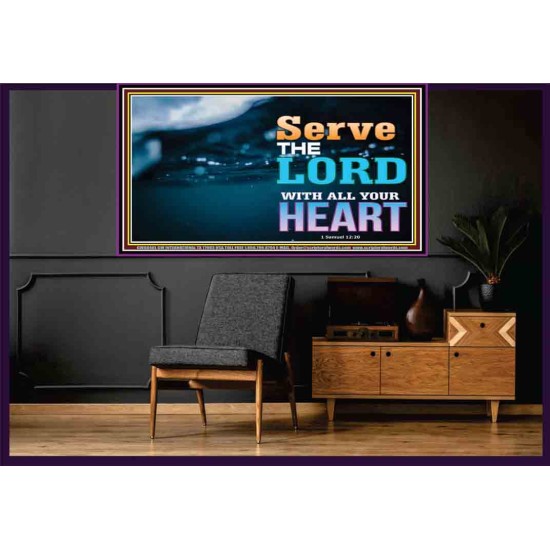 WITH ALL YOUR HEART   Framed Religious Wall Art    (GWOVERCOMER8846L)   