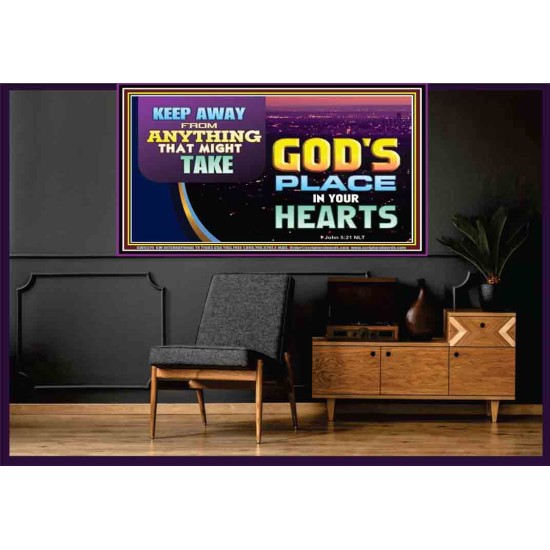 WHAT IS GOD'S PLACE IN YOUR HEART   Large Framed Scripture Wall Art   (GWOVERCOMER9379)   